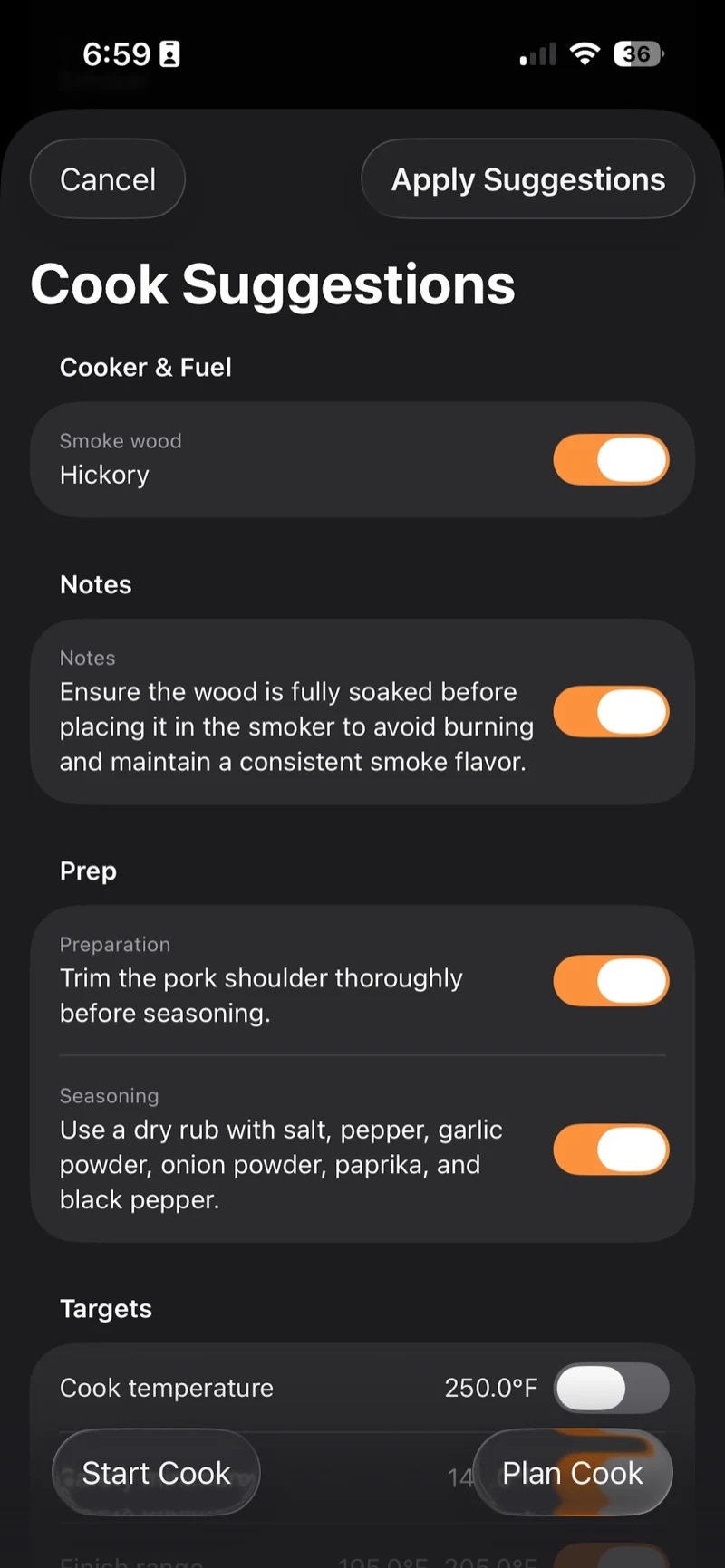 BBQ Buddy cook suggestions for smoke wood, prep and seasoning